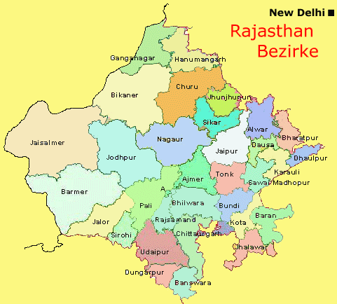 Rajasthan Landkarte Map
