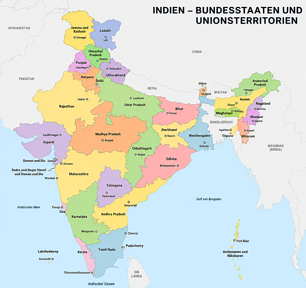 Indien Landkarte map