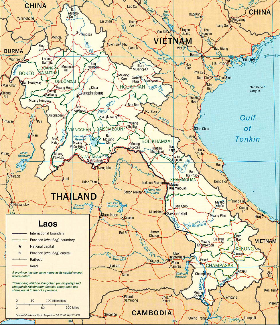 Laos Landkarte Asienforever